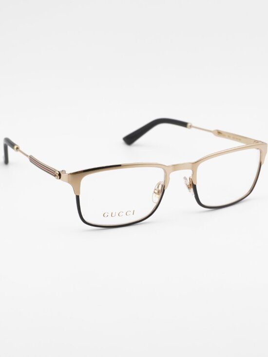 Gucci GG0135O 001 Eyeglasses Gold / Black 52mm Rectangle Frame